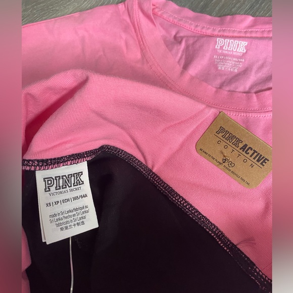 NWT VS PINK DREAMY PINK CAMPUS LONG SLEEVE AND MATCHING MID RISE LEGGINGS, LOGO - Picture 8 of 13